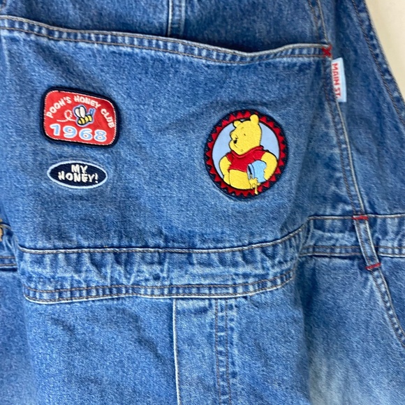 VTG Disney Winnie the Pooh Denim Bib Overalls Shorttails Shorts Womens 26W/28W - Picture 2 of 13